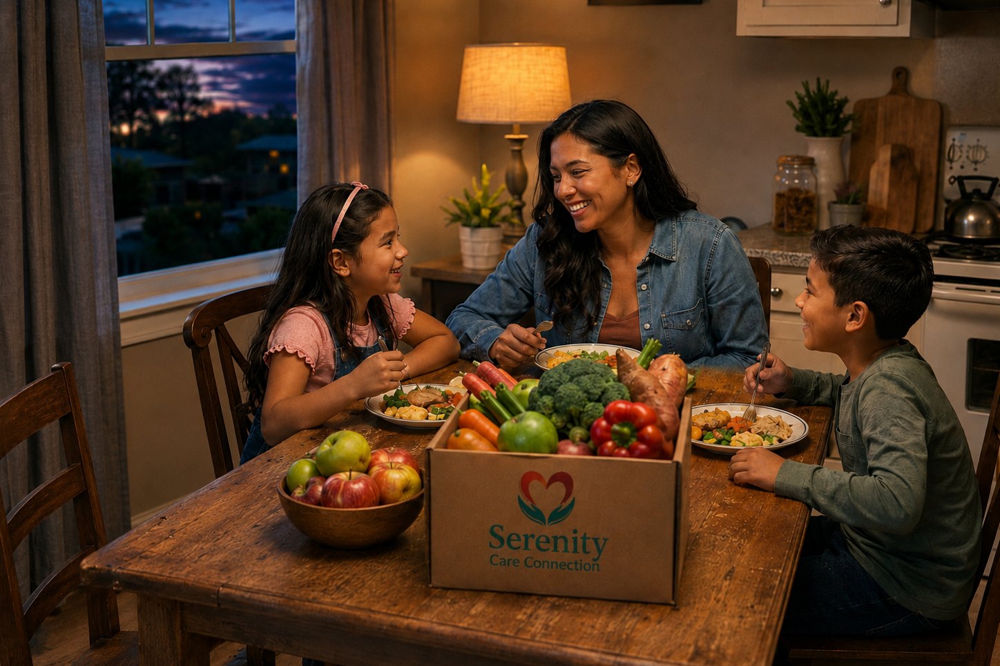 Family receiving food support at home